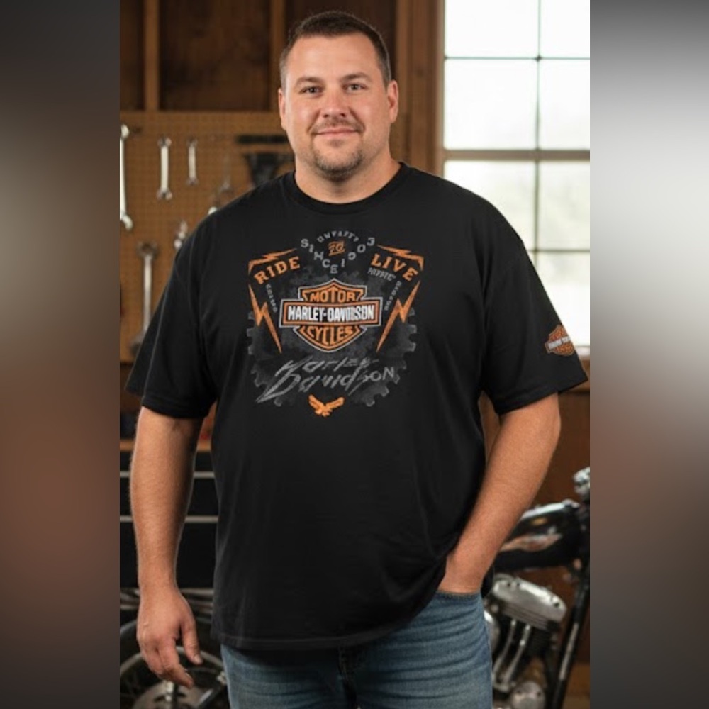 Harley-Davidson Black and Orange Tee